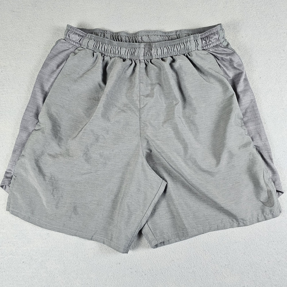 Nike Challenger Running Shorts Mens Medium Gray 6" Liner Back Pocket Side Panel